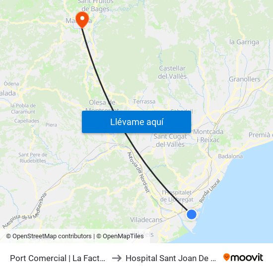 Port Comercial | La Factoria to Hospital Sant Joan De Deu map