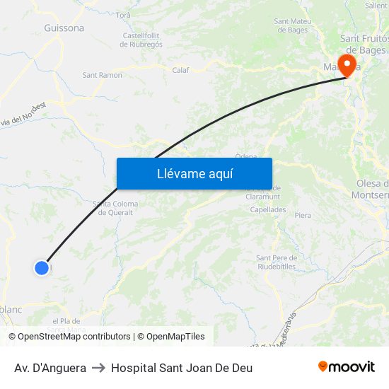 Av. D'Anguera to Hospital Sant Joan De Deu map