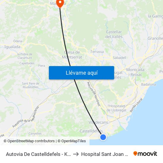 Autovia De Castelldefels - Km. 186 to Hospital Sant Joan De Deu map