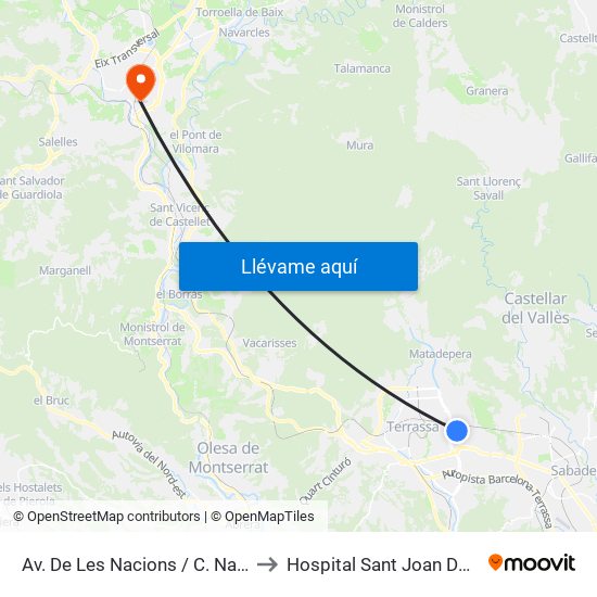 Av. De Les Nacions / C. Navarra to Hospital Sant Joan De Deu map