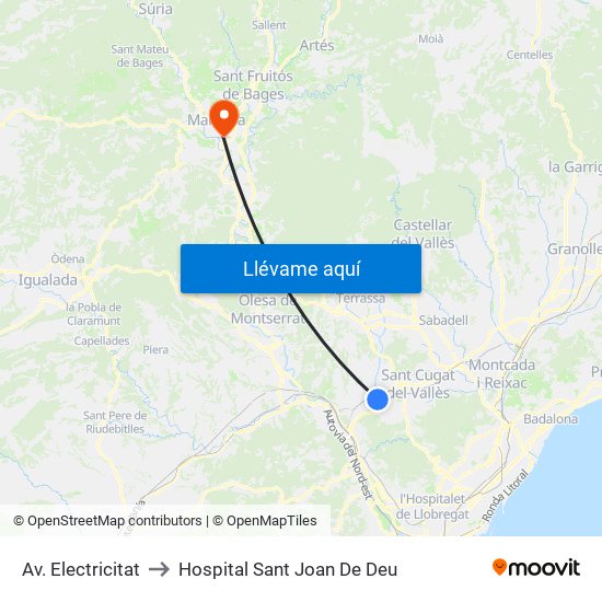 Av. Electricitat to Hospital Sant Joan De Deu map