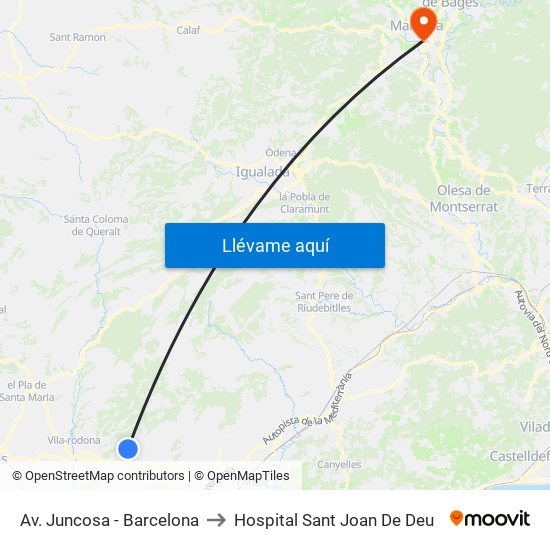 Av. Juncosa - Barcelona to Hospital Sant Joan De Deu map
