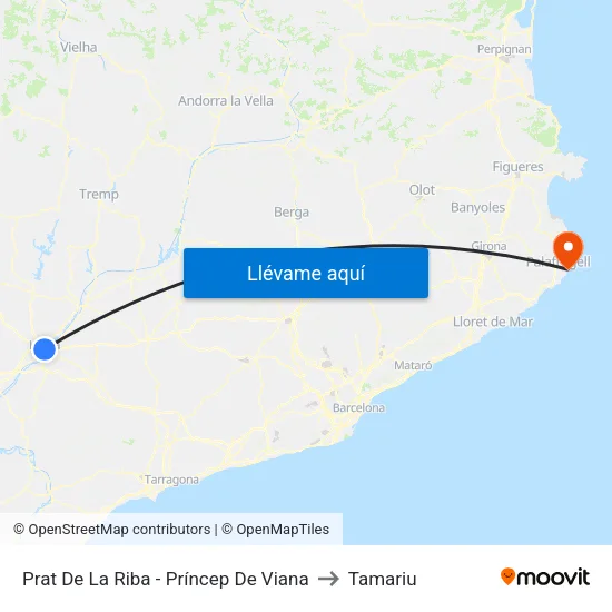 Prat De La Riba - Príncep De Viana to Tamariu map