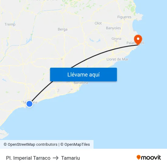 Pl. Imperial Tarraco to Tamariu map