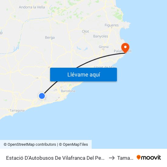 Estació D'Autobusos De Vilafranca Del Penedès to Tamariu map