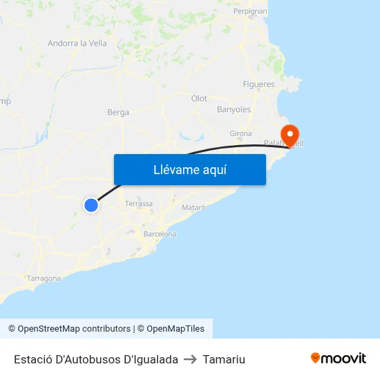 Estació D'Autobusos D'Igualada to Tamariu map