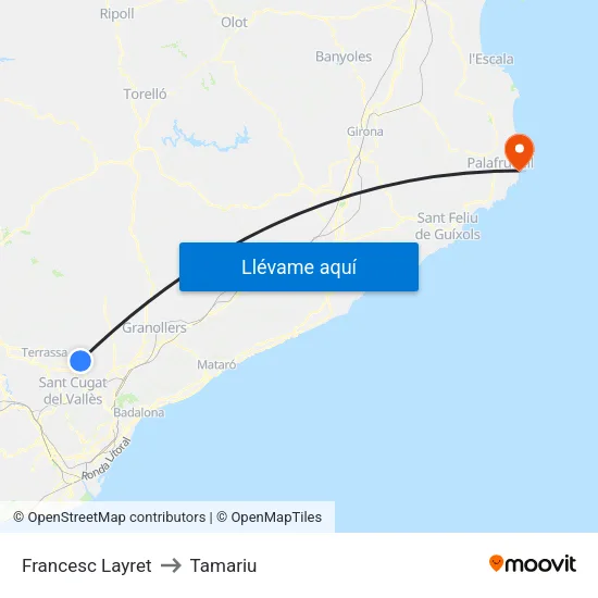 Francesc Layret to Tamariu map