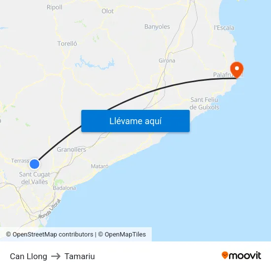 Can Llong to Tamariu map