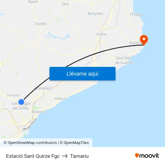 Estació Sant Quirze Fgc to Tamariu map