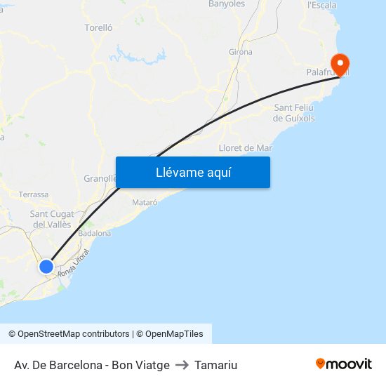 Av. De Barcelona - Bon Viatge to Tamariu map