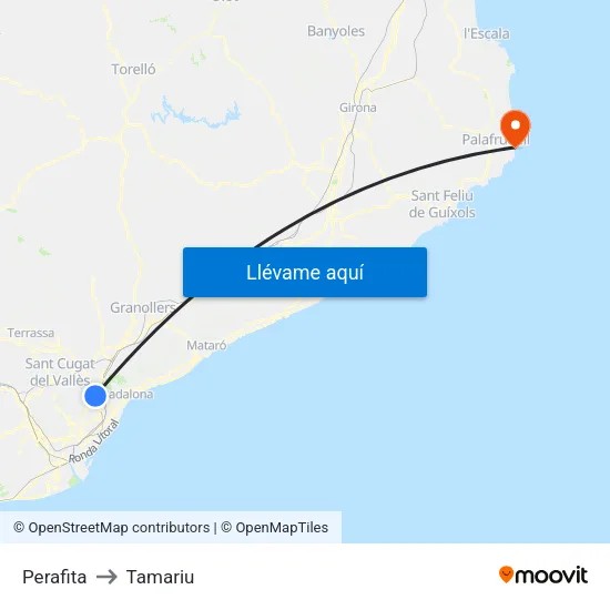 Perafita to Tamariu map
