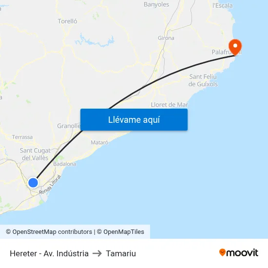 Hereter - Av. Indústria to Tamariu map