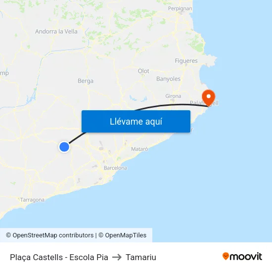 Plaça Castells - Escola Pia to Tamariu map