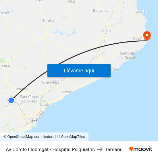 Av Comte Llobregat - Hospital Psiquiàtric to Tamariu map