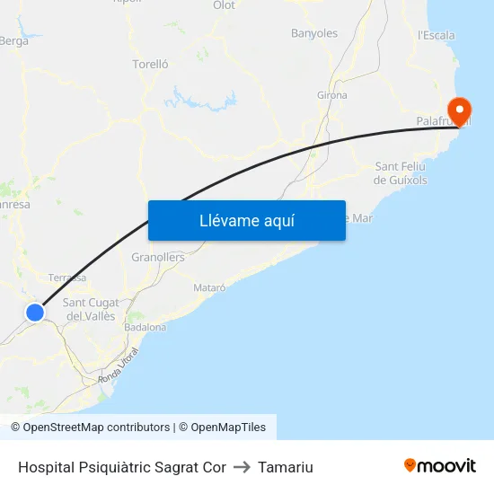 Hospital Psiquiàtric Sagrat Cor to Tamariu map
