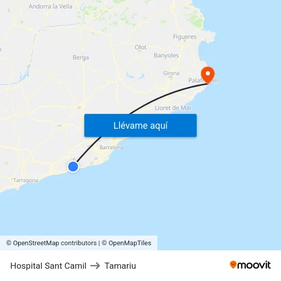 Hospital Sant Camil to Tamariu map