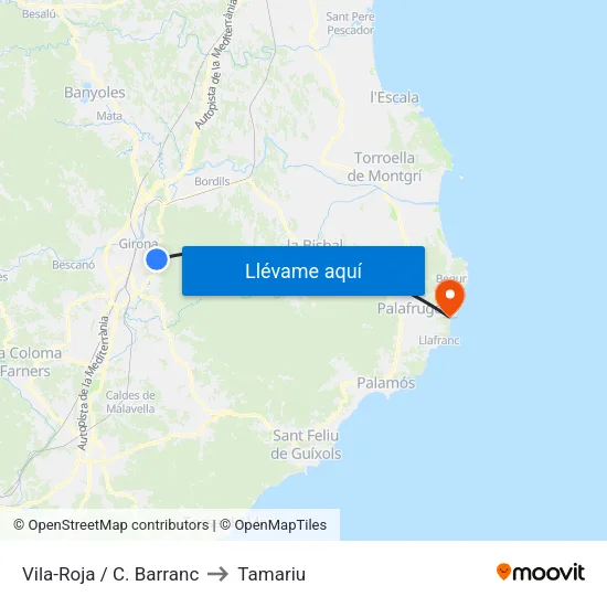 Vila-Roja / C. Barranc to Tamariu map