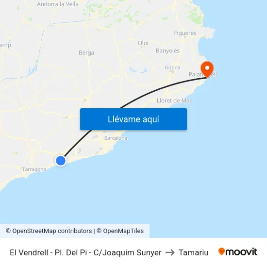 Plaça Del Pi to Tamariu map