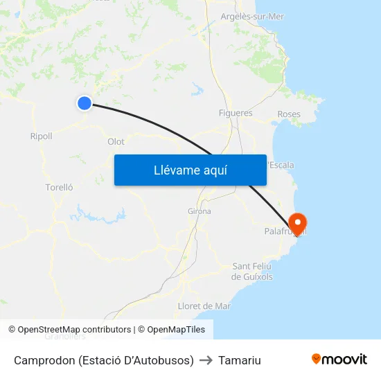 Camprodon  (Estació D’Autobusos) to Tamariu map