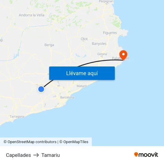 Capellades to Tamariu map