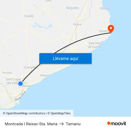 Montcada I Reixac-Sta. Maria to Tamariu map