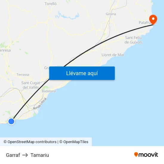 Garraf to Tamariu map