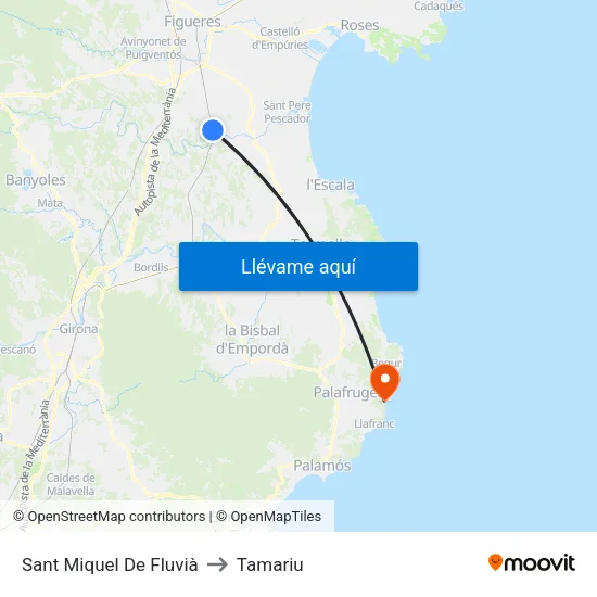 Sant Miquel De Fluvià to Tamariu map