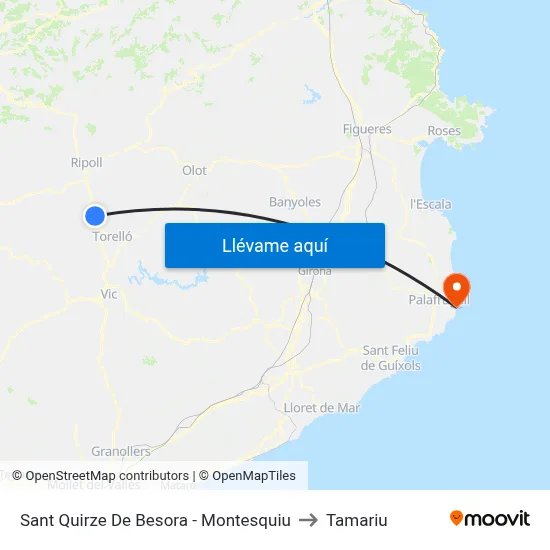 Sant Quirze De Besora - Montesquiu to Tamariu map