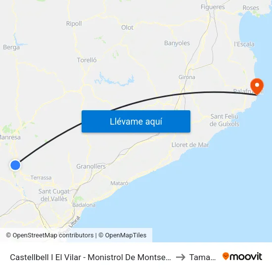 Castellbell I El Vilar - Monistrol De Montserrat to Tamariu map