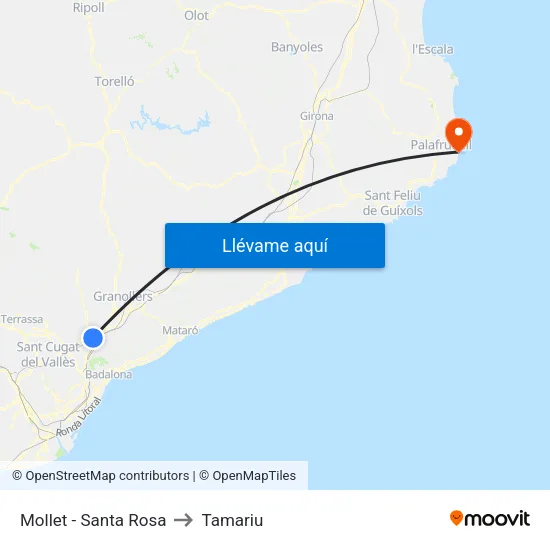 Mollet - Santa Rosa to Tamariu map