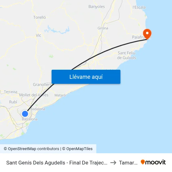 Sant Genís Dels Agudells - Final De Trajecte to Tamariu map