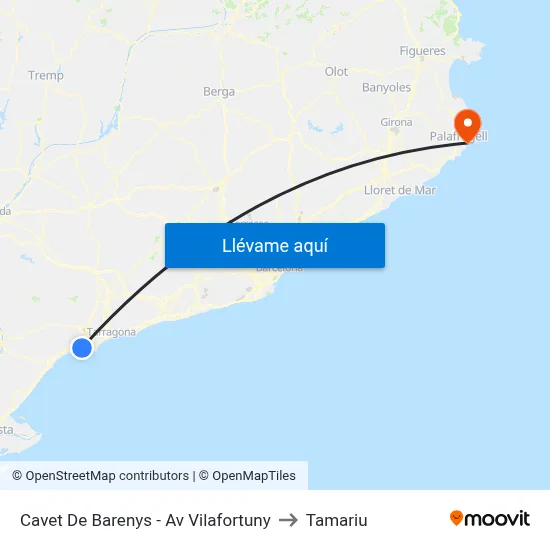 Cavet De Barenys - Av Vilafortuny to Tamariu map