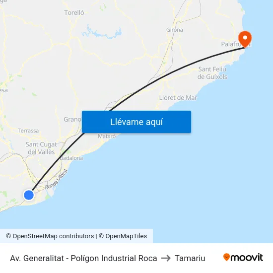 Av. Generalitat - Polígon Industrial Roca to Tamariu map