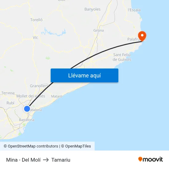 Mina - Del Molí to Tamariu map