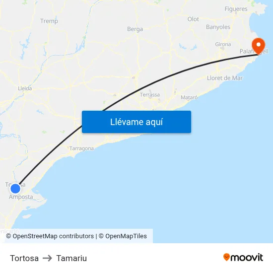 Tortosa to Tamariu map