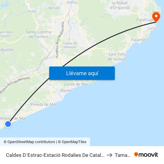 Caldes D´Estrac-Estació Rodalies De Catalunya to Tamariu map