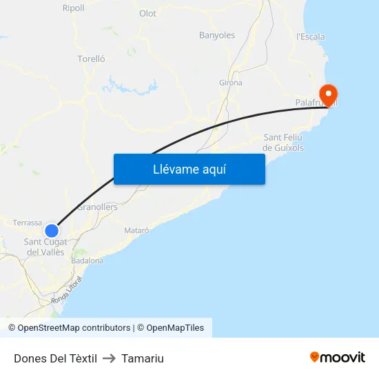 Dones Del Tèxtil to Tamariu map