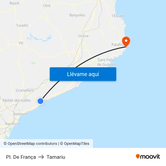 Pl. De França to Tamariu map
