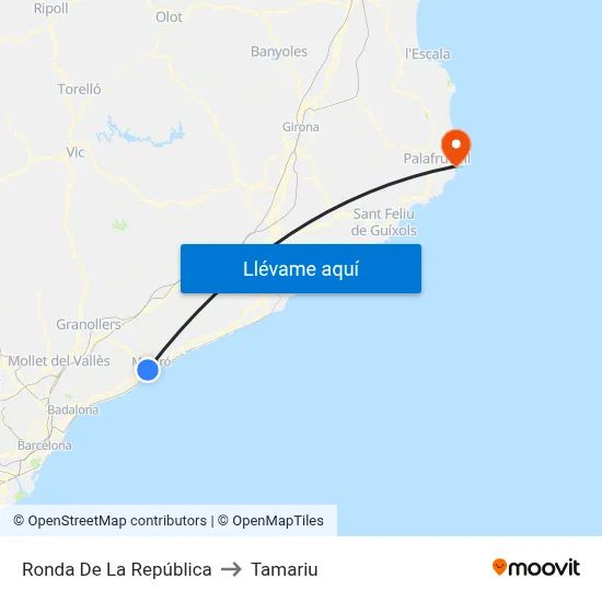 Ronda De La República to Tamariu map