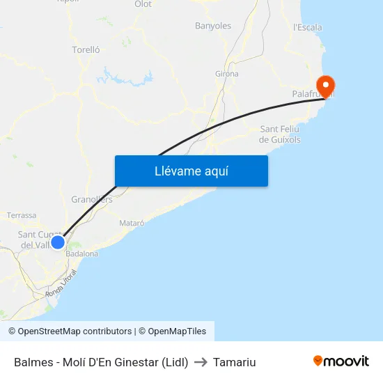 Balmes - Molí D'En Ginestar to Tamariu map