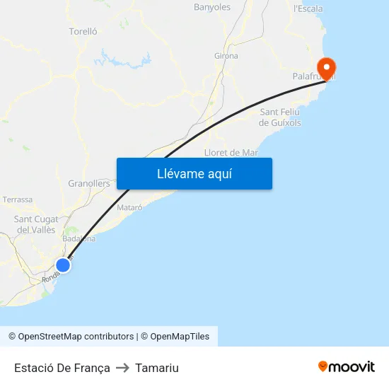 Estació De França to Tamariu map