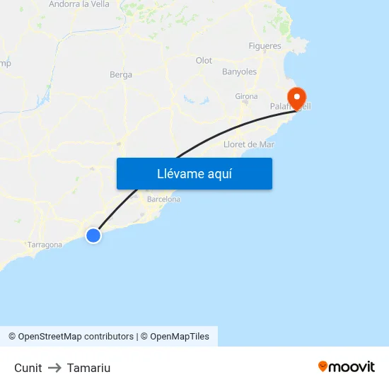 Cunit to Tamariu map