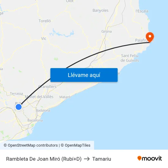 Rambleta De Joan Miró (Rubí+D) to Tamariu map