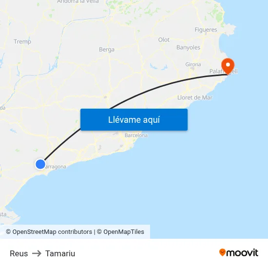 Reus to Tamariu map