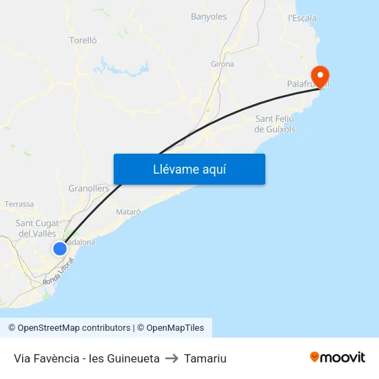 Via Favència - Ies Guineueta to Tamariu map