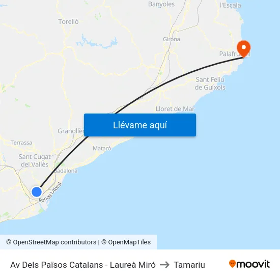 Av Dels Països Catalans - Laureà Miró to Tamariu map
