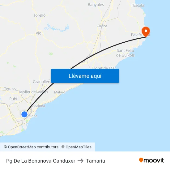 Pg De La Bonanova-Ganduxer to Tamariu map