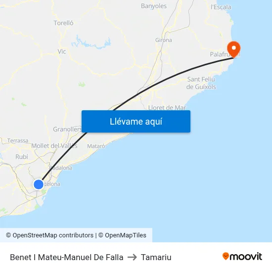Benet I Mateu-Manuel De Falla to Tamariu map