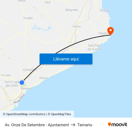 Av. Onze De Setembre - Ajuntament to Tamariu map