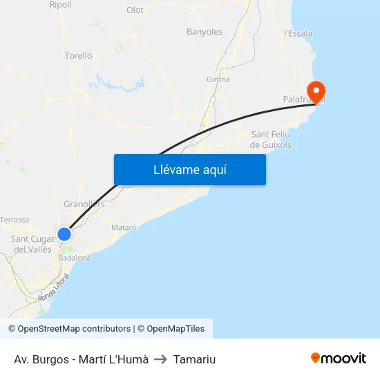 Av. Burgos - Martí L'Humà to Tamariu map